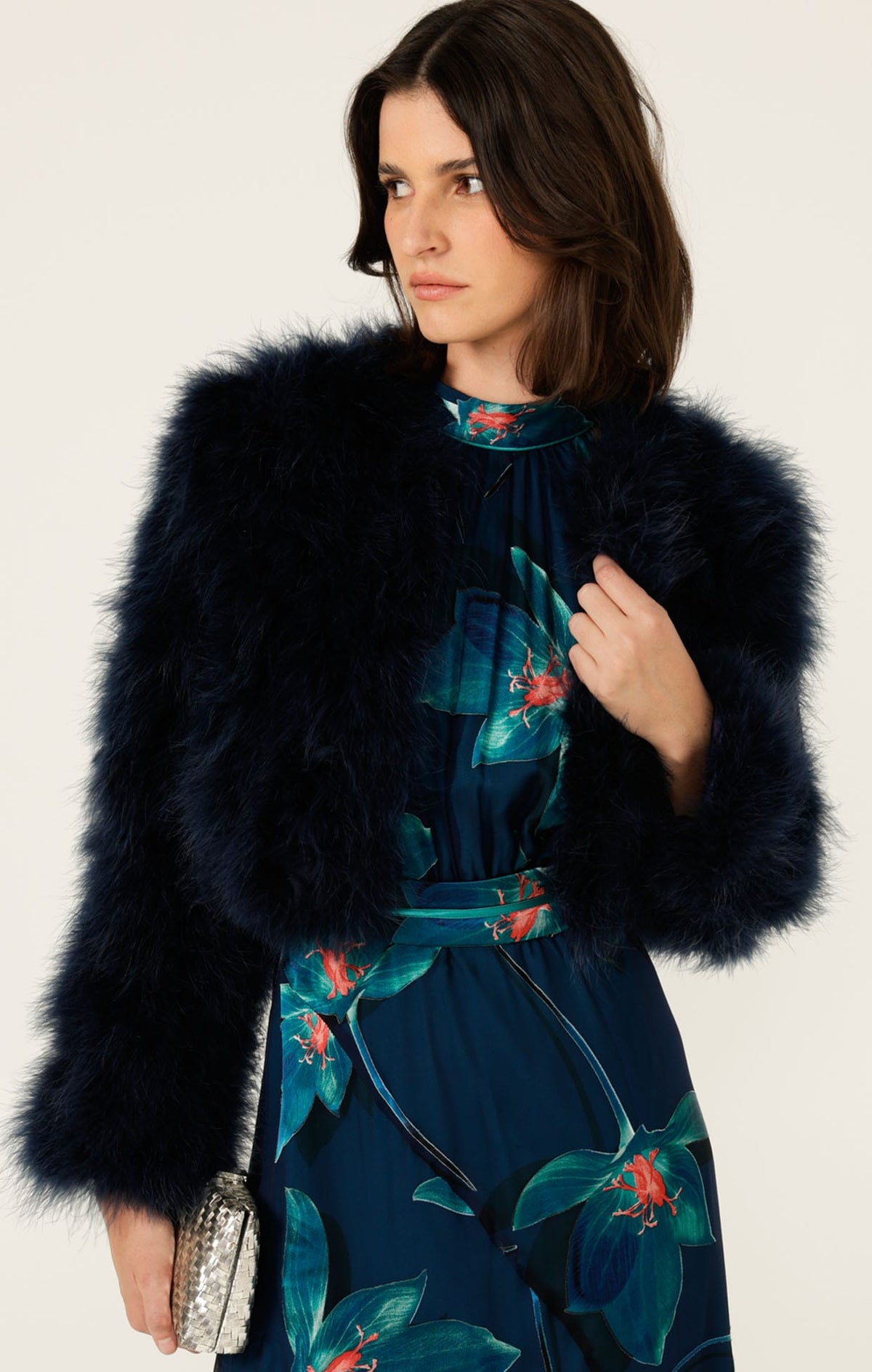 Jackets Multi Occasion LUXE FEATHER JACKET IN NAVY