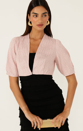 Jackets Multi Occasion TUCK SLEEVE JACKET IN PALE PINK
