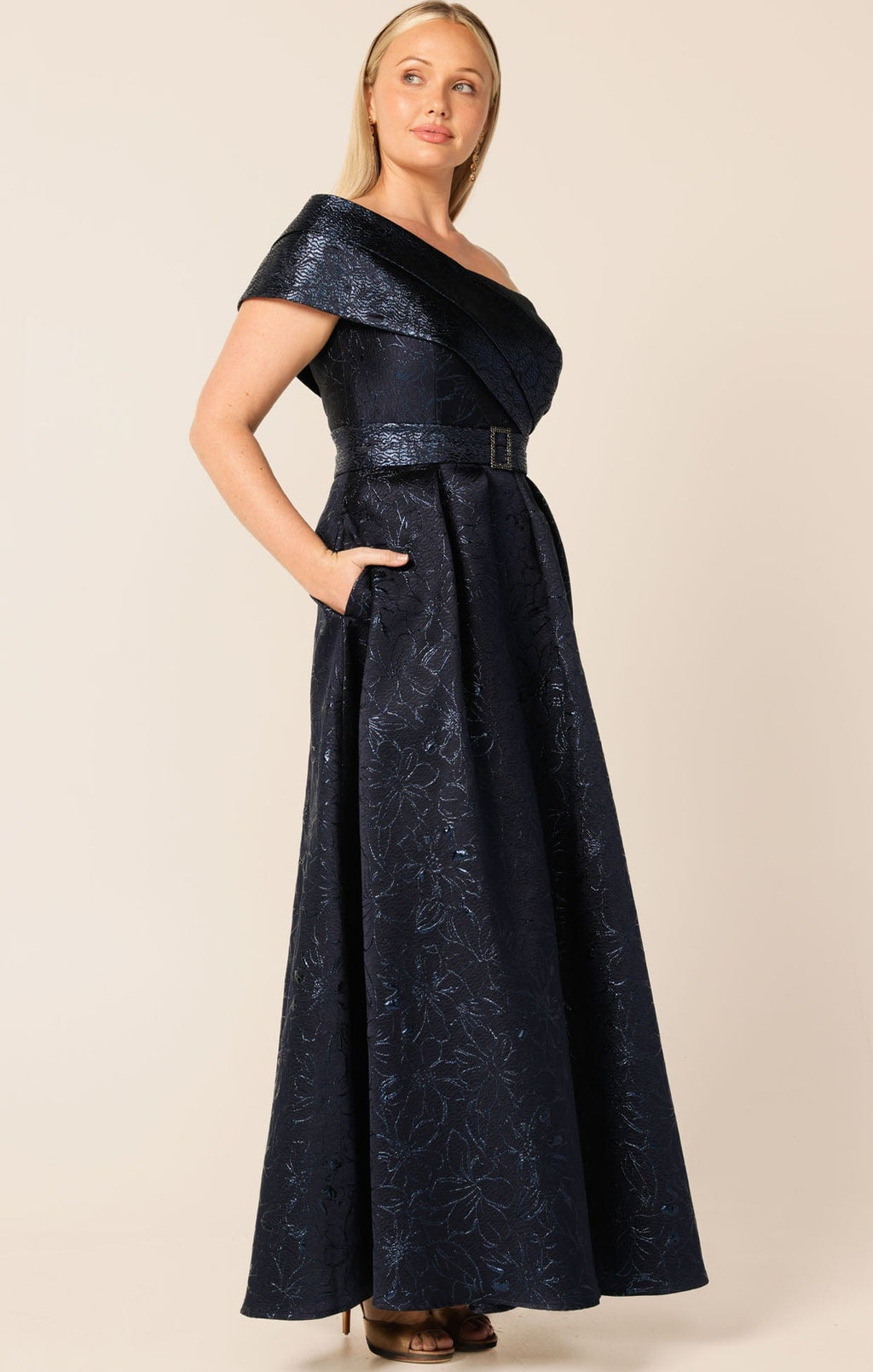 Twilight Elegance Embellished Saree Gown main image 0