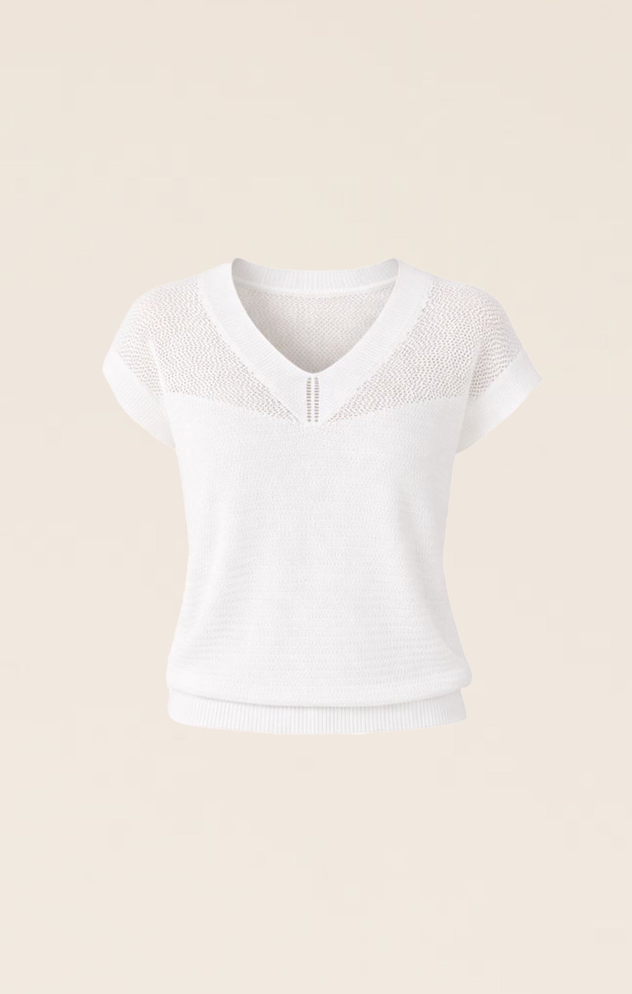 Knitwear V NECK MESH KNIT TOP IN ICE WATER