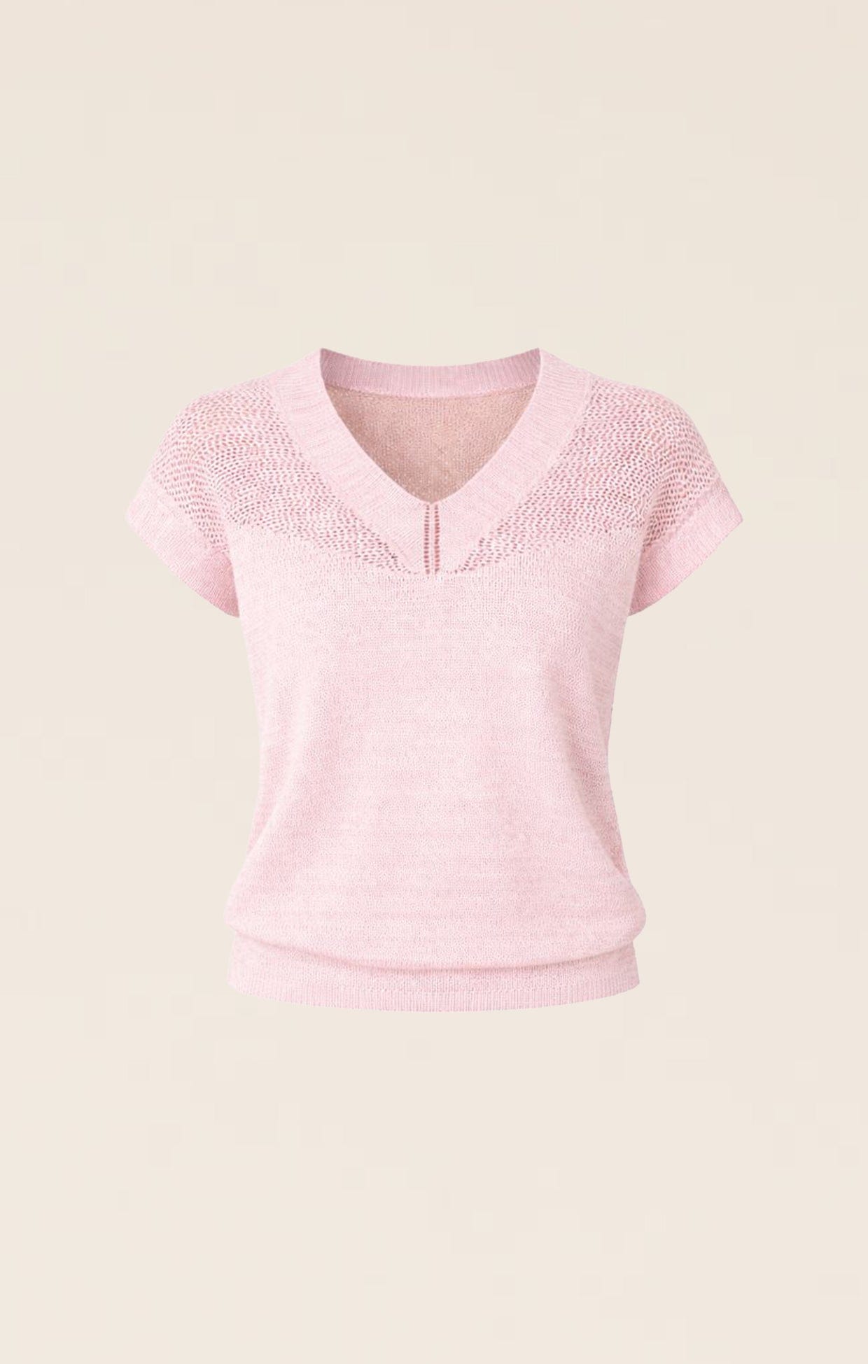Knitwear V NECK MESH KNIT TOP IN WILD ROSE
