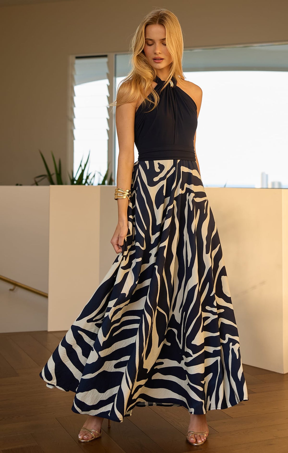 Dresses Events VILLA VITA MAXI DRESS IN STEEL BLUE