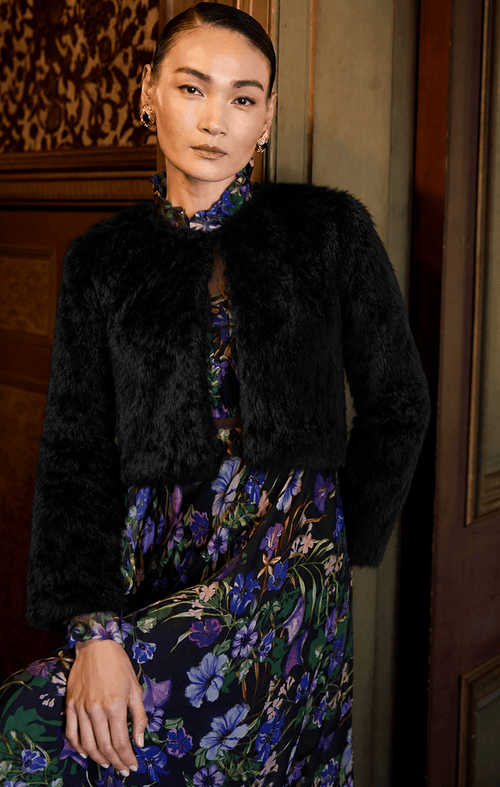 Jackets Multi Occasion LUXE FUR JACKET IN BLACK
