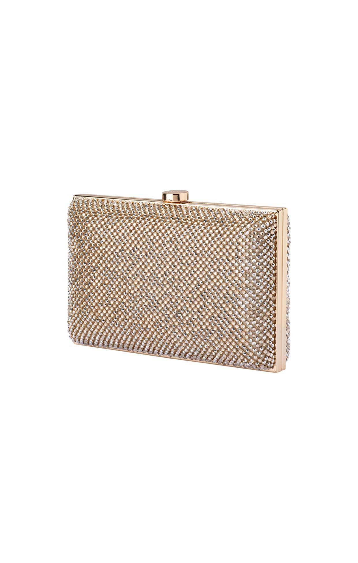 Bags OS / GOLD VIVIANA CRYSTAL MESH CLUTCH BAG