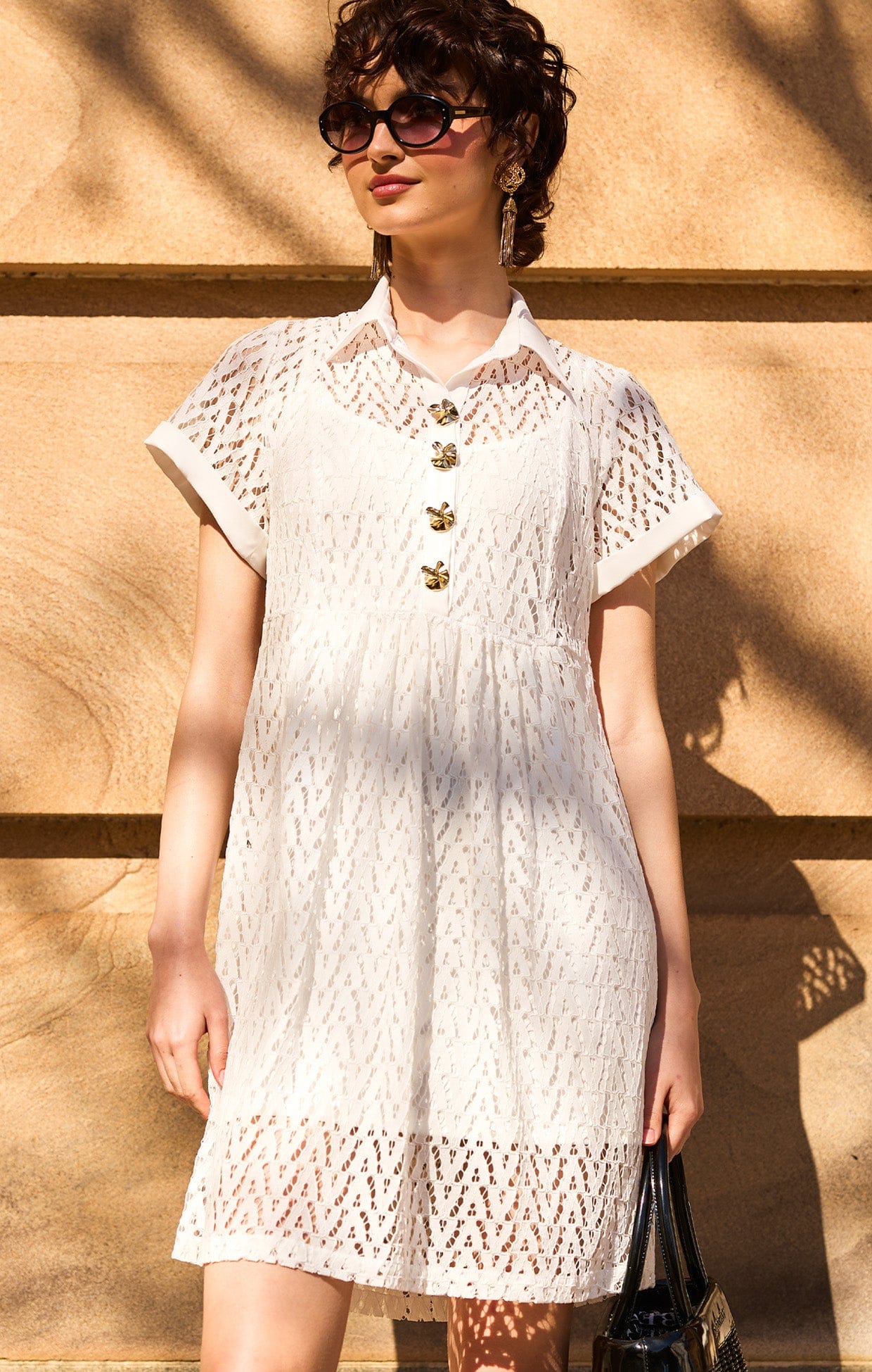 Dresses Multi Occasion WHITE LOTUS SHIFT DRESS IN WHITE