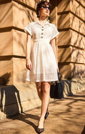 Dresses Multi Occasion WHITE LOTUS SHIFT DRESS IN WHITE