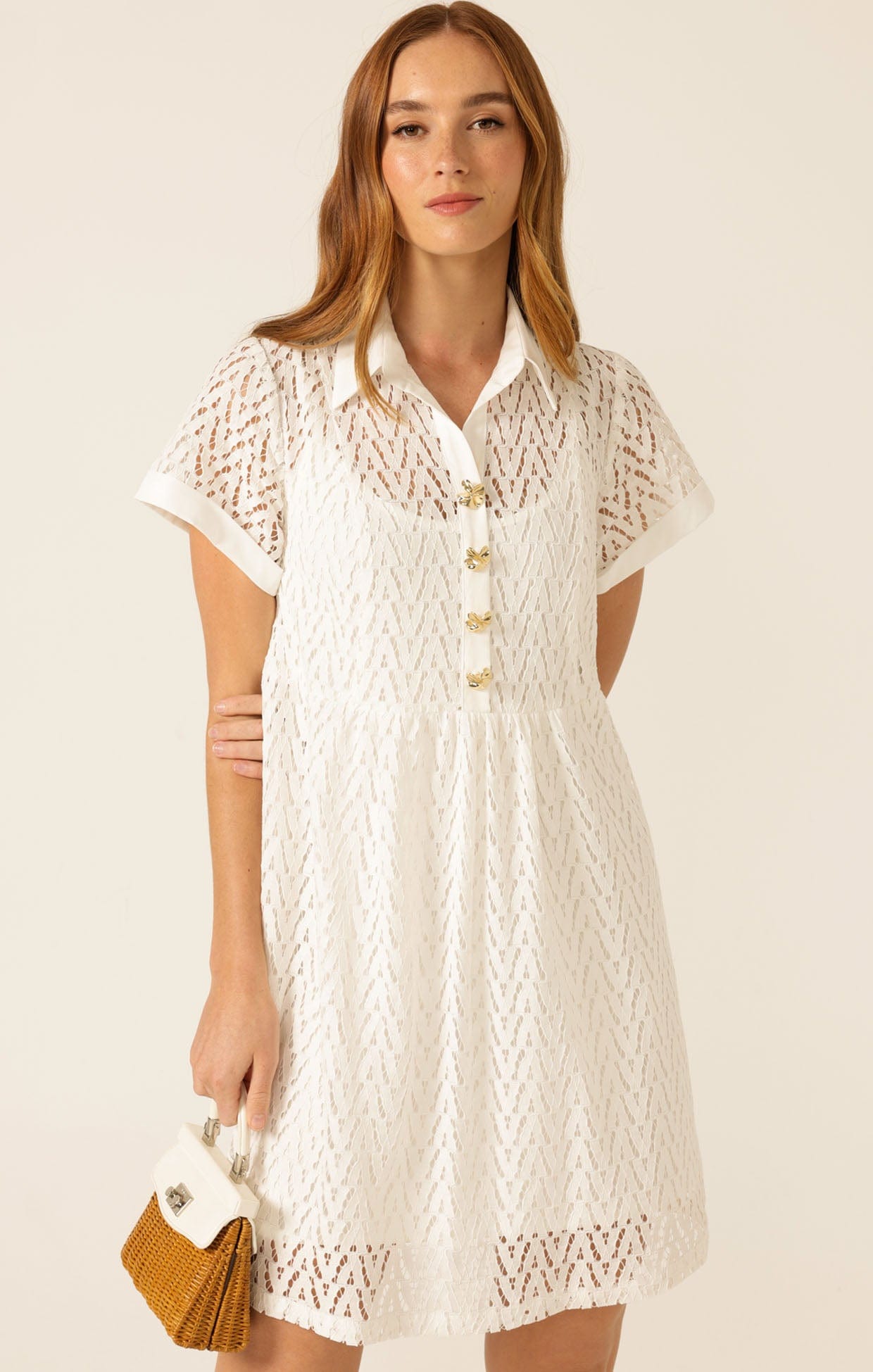 Dresses Multi Occasion WHITE LOTUS SHIFT DRESS IN WHITE