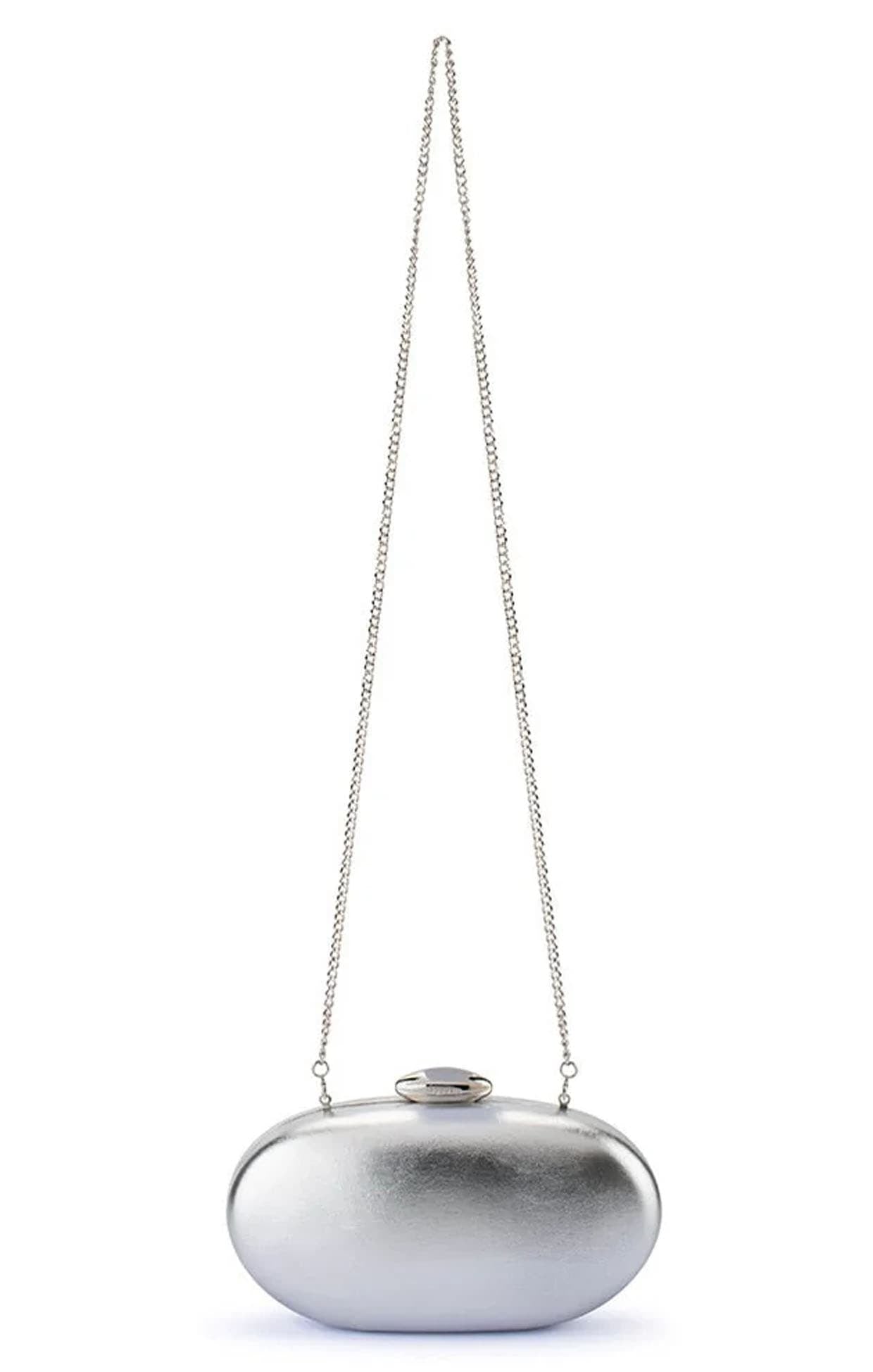Bags OS / SILVER YUZU OVAL CLUTCH IN SILVER
