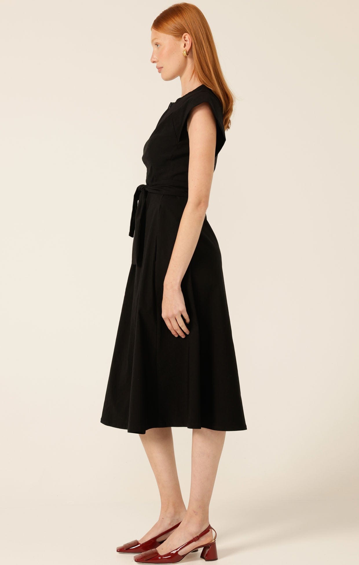 Zip Front Fit and Flare Black Work Dress | Flare Dress