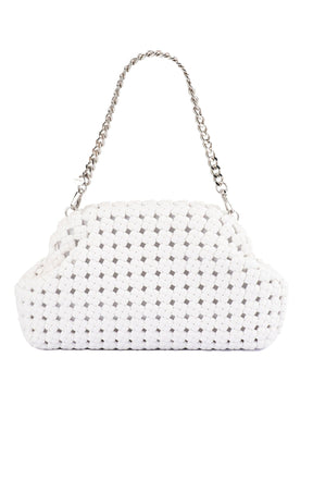 Bags OS / WHITE EVERLY HAND WOVEN CLUTCH BAG IN WHITE