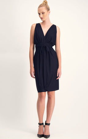 Dresses Multi Occasion COLUMN DRAPE DRESS IN NAVY