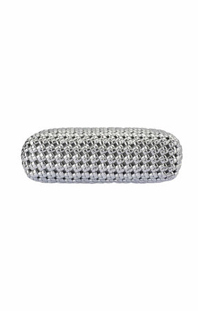 Bags OS / SILVER EVERLY HAND WOVEN CLUTCH BAG IN SILVER