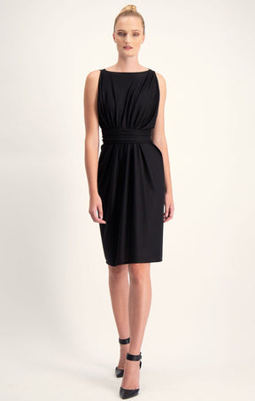 Dresses Multi Occasion COLUMN DRAPE DRESS IN BLACK