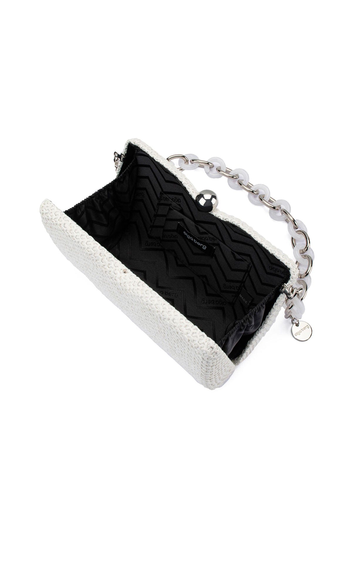 Bags OS / WHITE BIRDIE WOVEN CLUTCH BAG IN WHITE