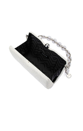 Bags OS / WHITE BIRDIE WOVEN CLUTCH BAG IN WHITE