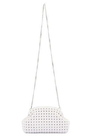 Bags OS / WHITE EVERLY HAND WOVEN CLUTCH BAG IN WHITE