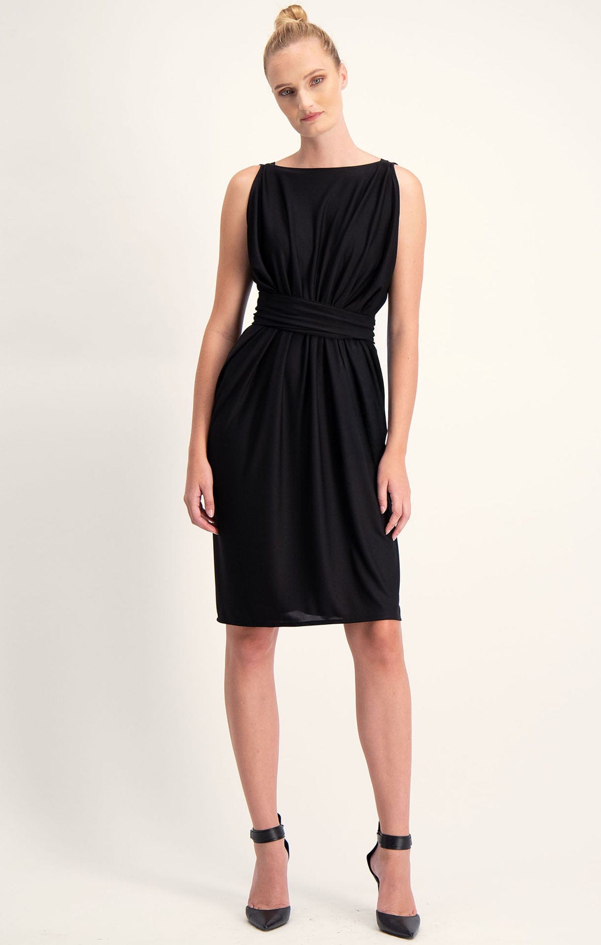 Dresses Multi Occasion COLUMN DRAPE DRESS IN BLACK