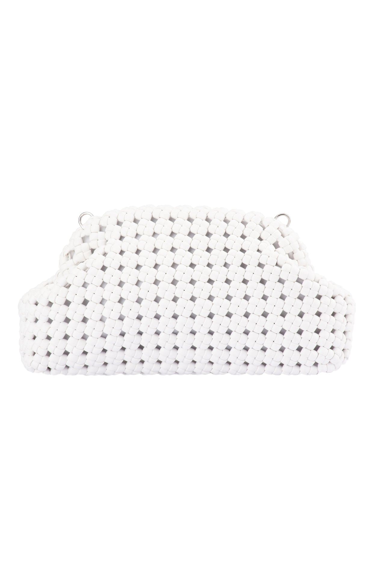 Bags OS / WHITE EVERLY HAND WOVEN CLUTCH BAG IN WHITE