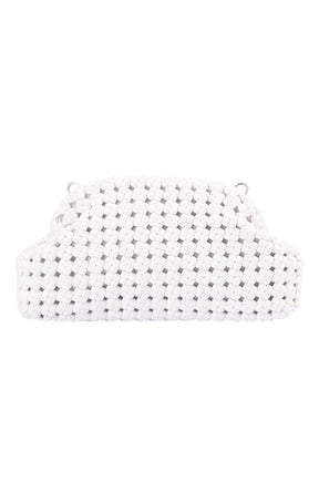 Bags OS / WHITE EVERLY HAND WOVEN CLUTCH BAG IN WHITE