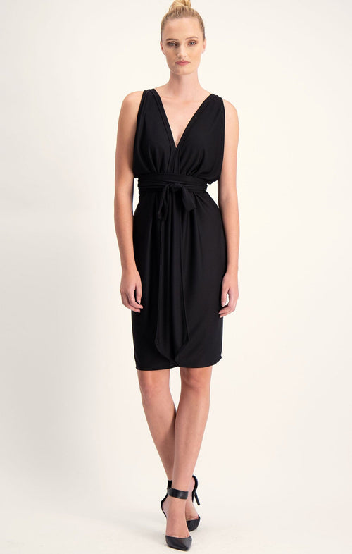 Dresses Multi Occasion COLUMN DRAPE DRESS IN BLACK