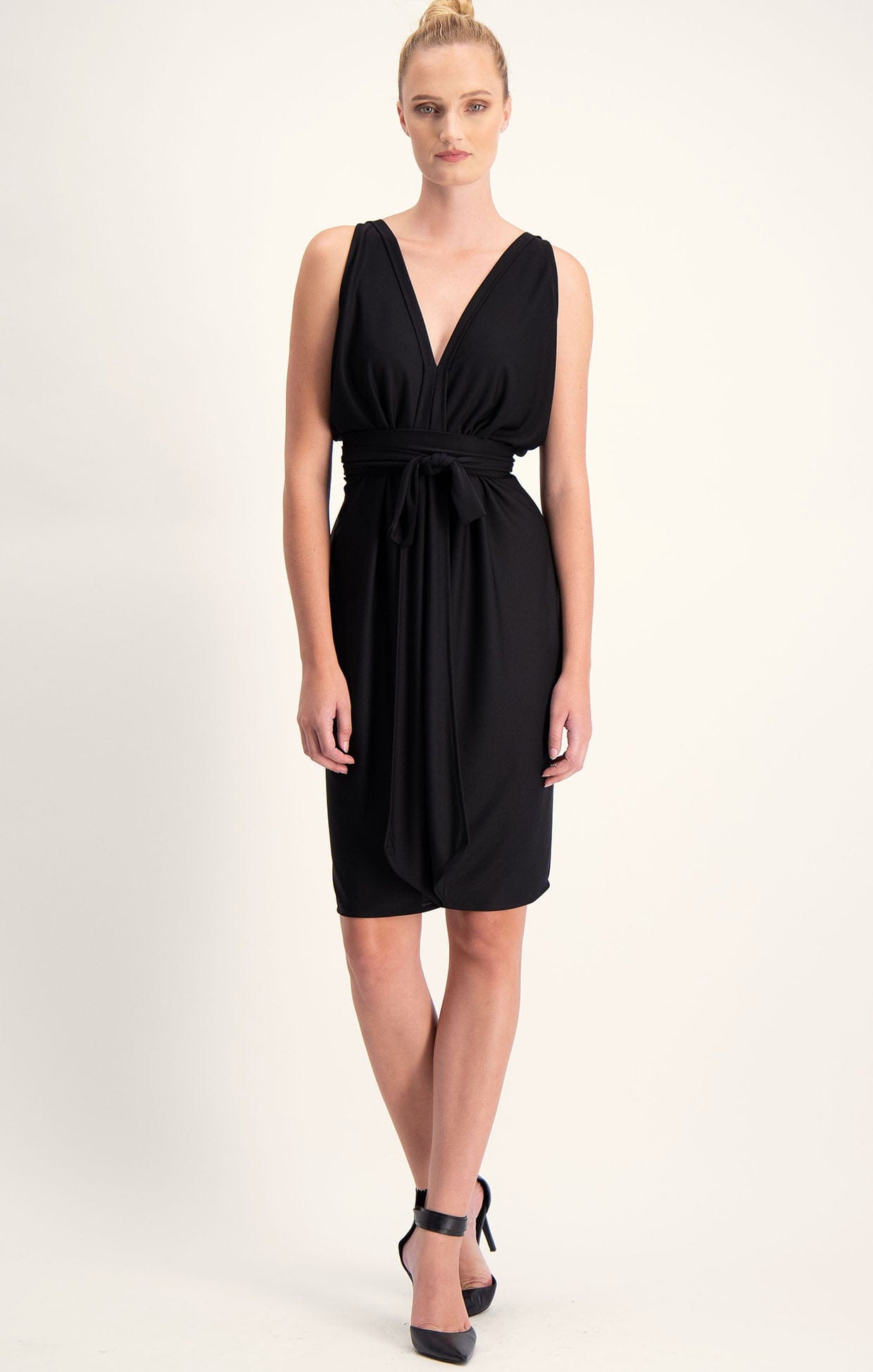 Dresses Multi Occasion COLUMN DRAPE DRESS IN BLACK