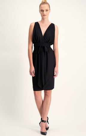 Dresses Multi Occasion COLUMN DRAPE DRESS IN BLACK