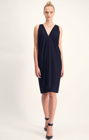 Dresses Multi Occasion COLUMN DRAPE DRESS IN NAVY