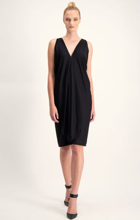 Dresses Multi Occasion COLUMN DRAPE DRESS IN BLACK