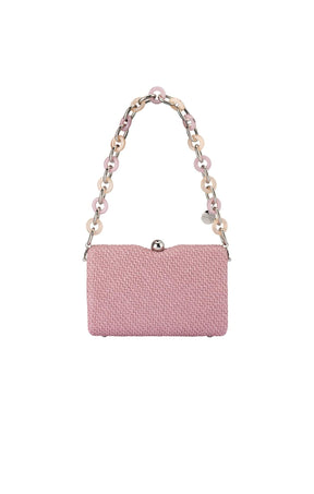 Bags OS / PINK BIRDIE WOVEN CLUTCH BAG IN PINK