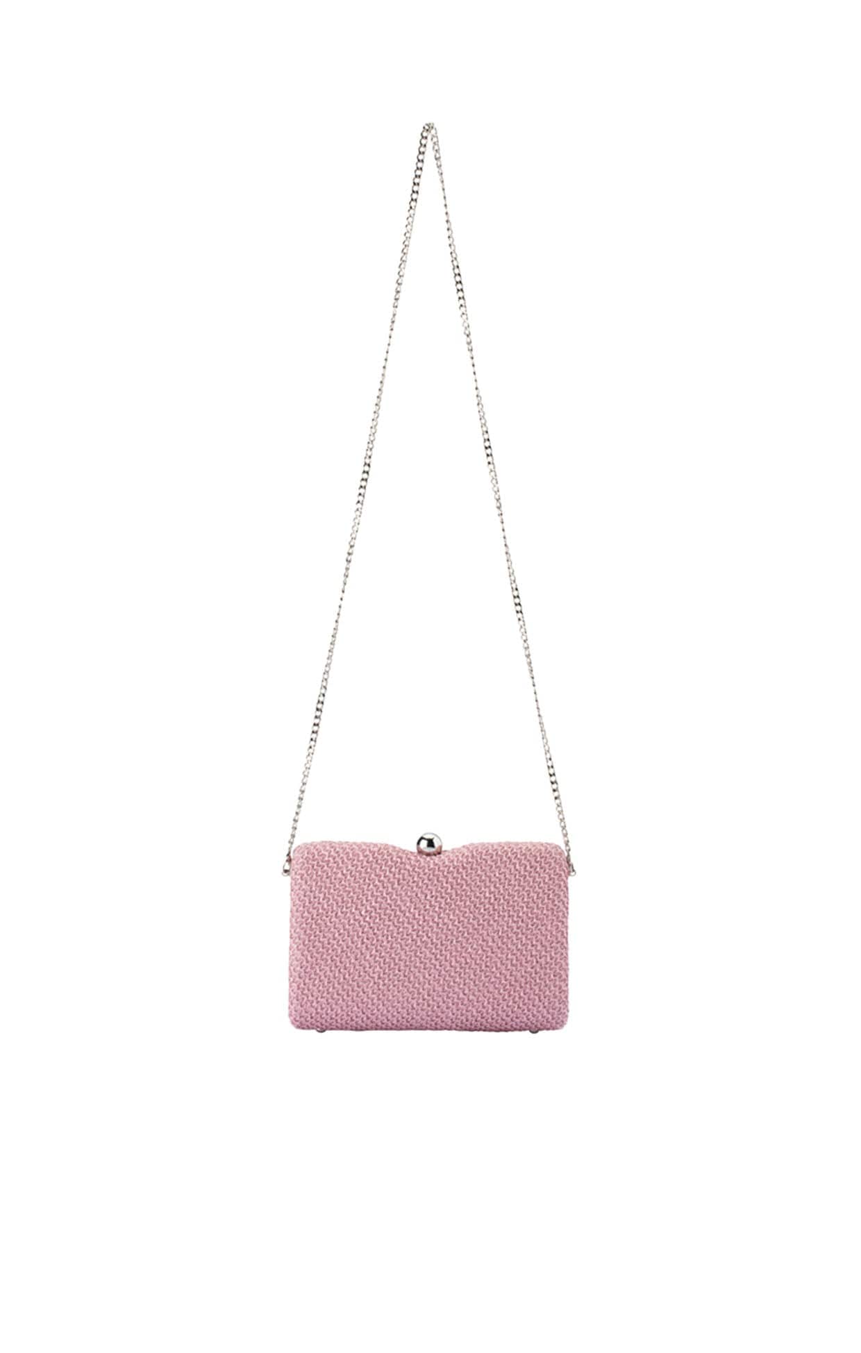 Bags OS / PINK BIRDIE WOVEN CLUTCH BAG IN PINK