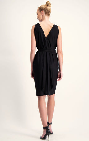 Dresses Multi Occasion COLUMN DRAPE DRESS IN BLACK