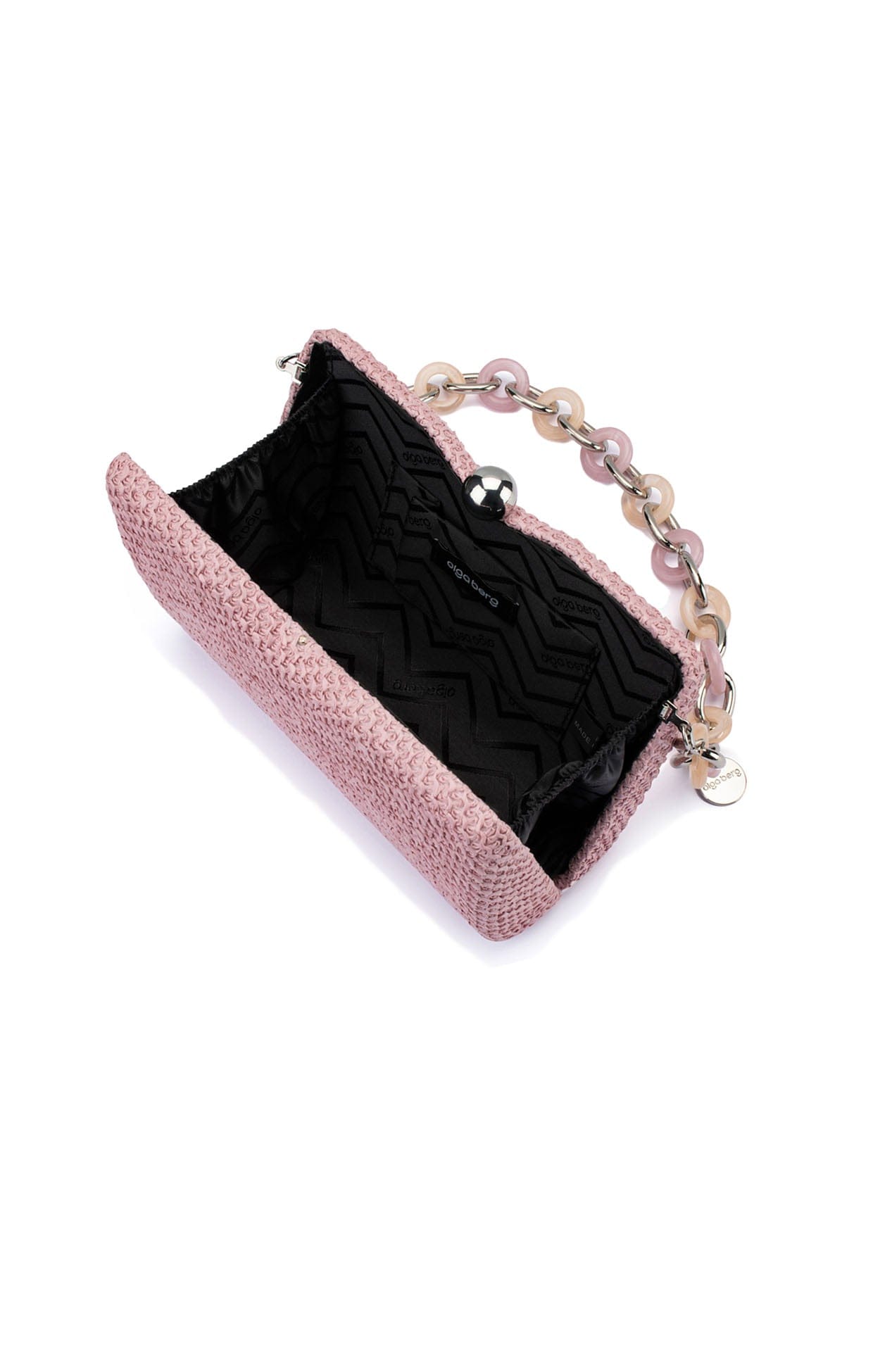 Bags OS / PINK BIRDIE WOVEN CLUTCH BAG IN PINK