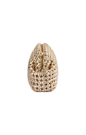 Bags OS / GOLD EVERLY HAND WOVEN CLUTCH BAG IN GOLD
