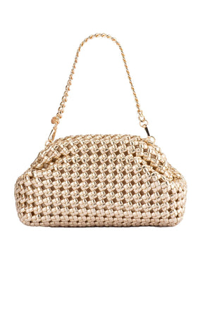 Bags OS / GOLD EVERLY HAND WOVEN CLUTCH BAG IN GOLD