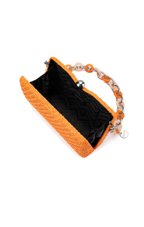 Bags OS / ORANGE BIRDIE WOVEN CLUTCH BAG IN ORANGE