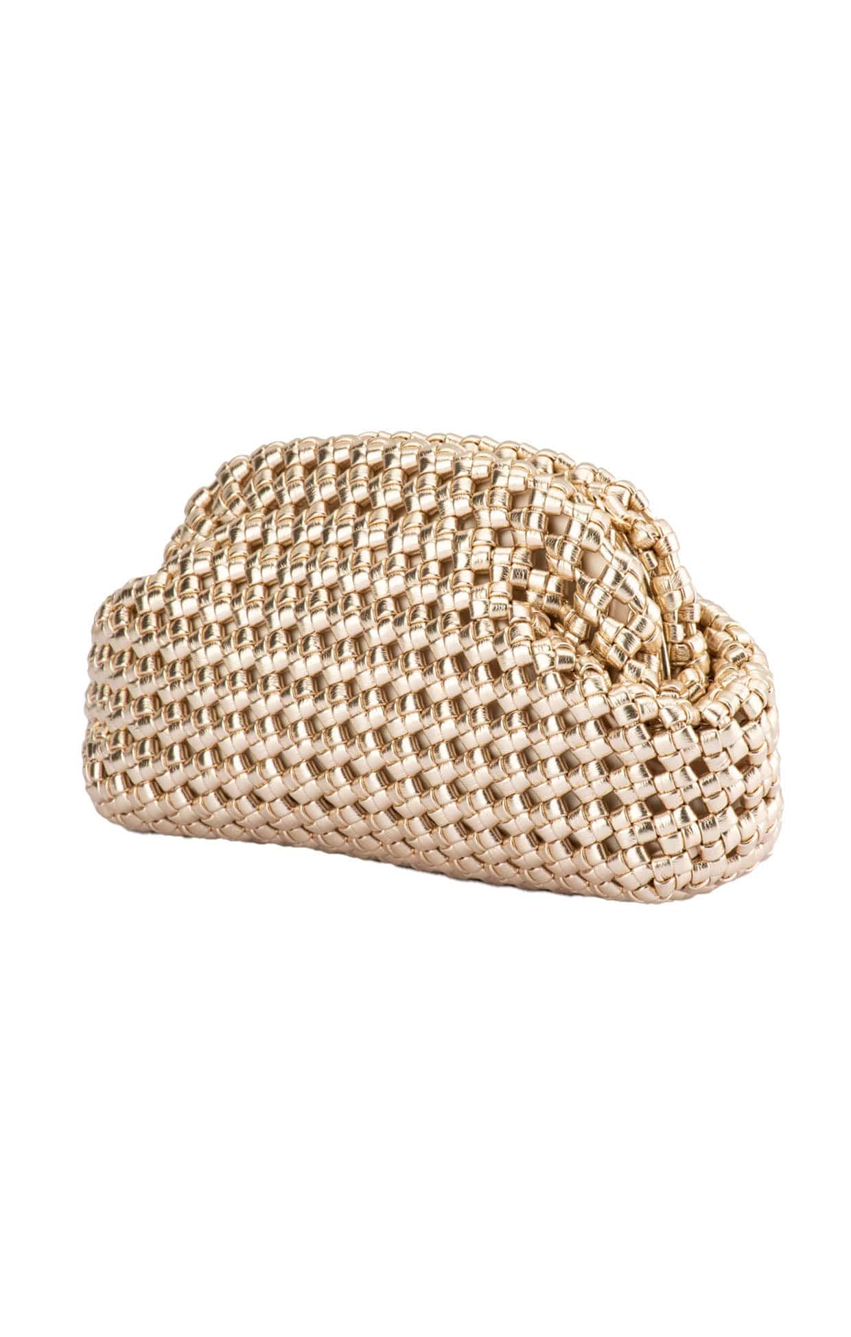 Bags OS / GOLD EVERLY HAND WOVEN CLUTCH BAG IN GOLD
