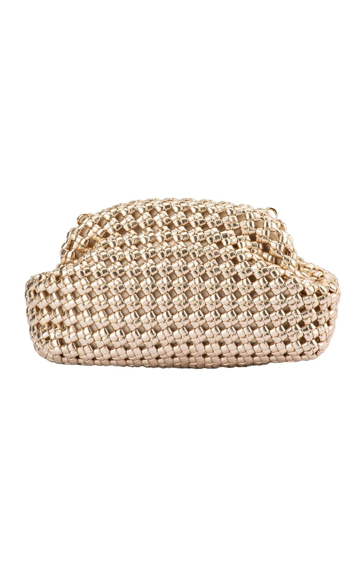 Bags OS / GOLD EVERLY HAND WOVEN CLUTCH BAG IN GOLD