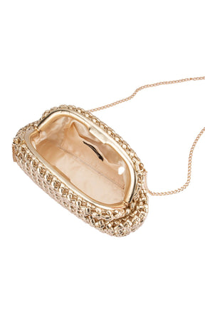 Bags OS / GOLD EVERLY HAND WOVEN CLUTCH BAG IN GOLD