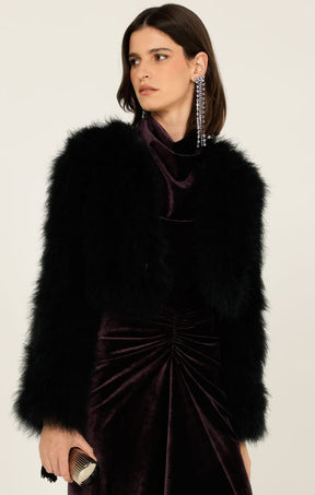 Jackets Multi Occasion LUXE FEATHER JACKET IN BLACK