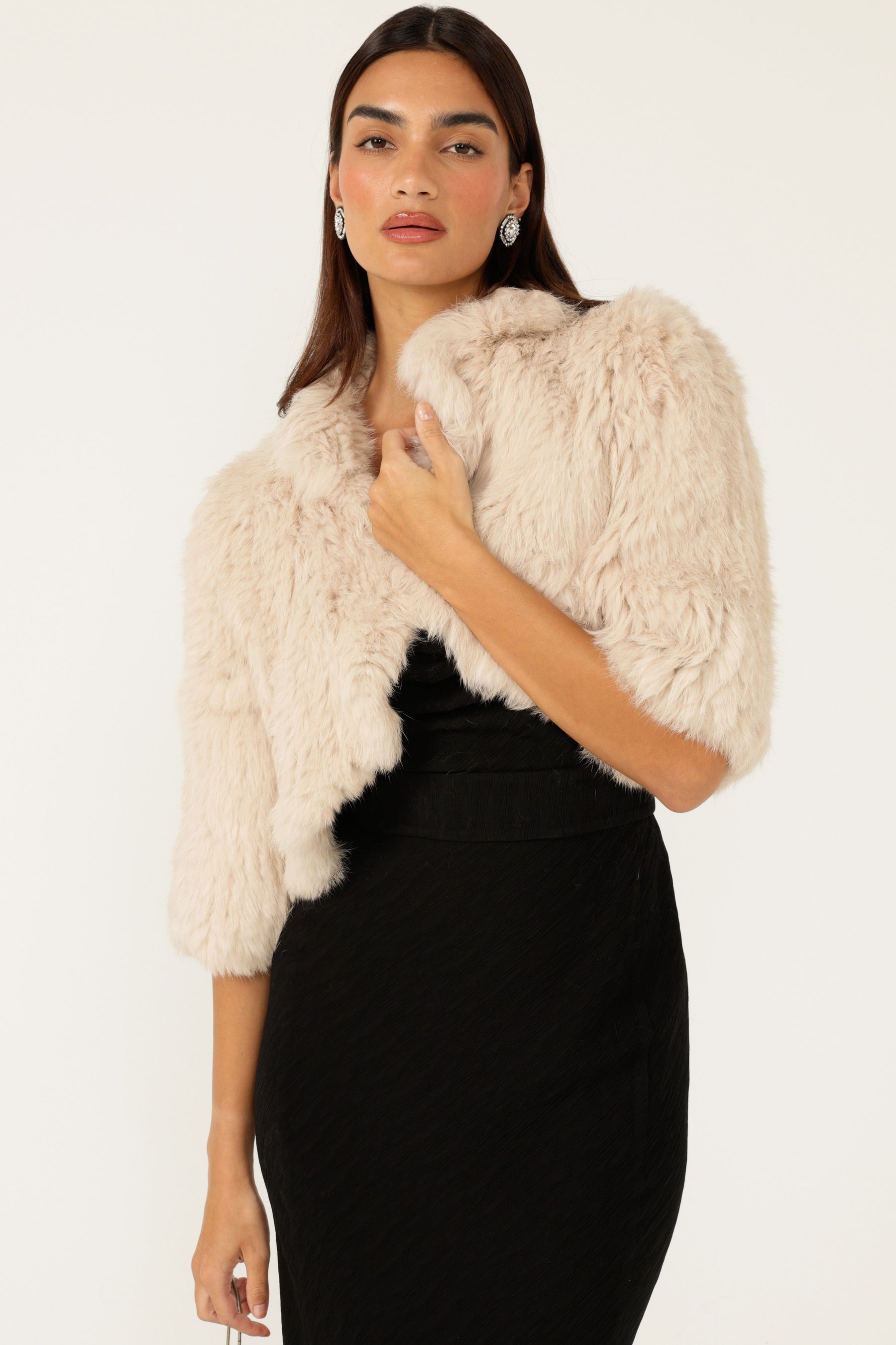 Jackets Multi Occasion LUXE FUR BOLERO IN OATMEAL