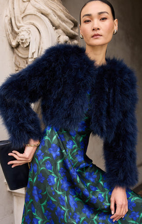 Jackets Multi Occasion LUXE FEATHER JACKET IN NAVY