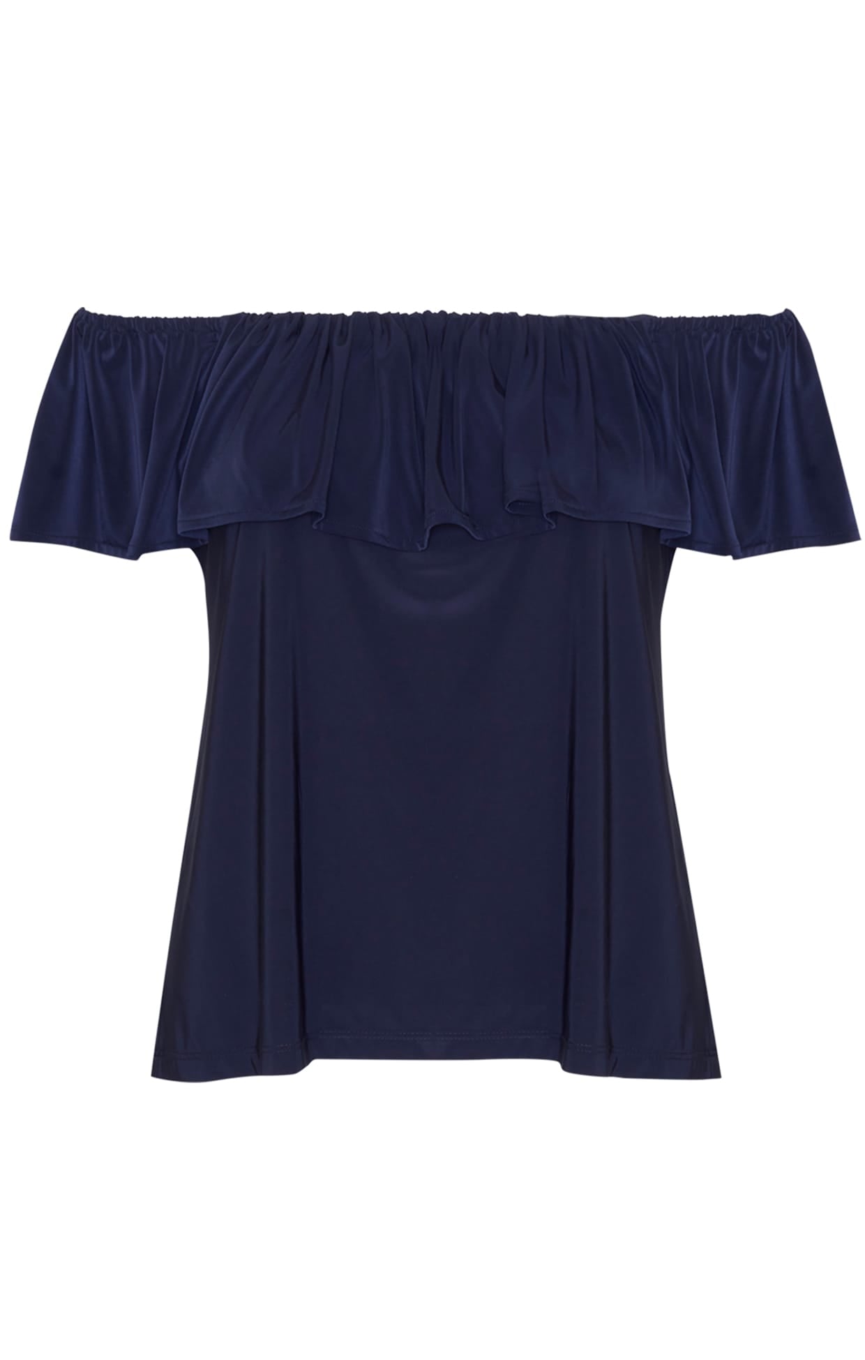 Tops Multi Occasion OFF SHOULDER FRILL TOP IN NAVY