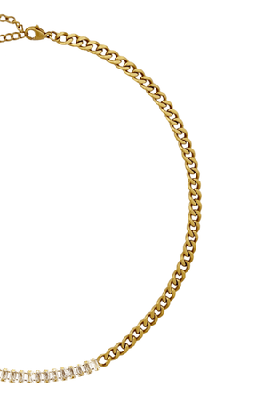 Multi Occasion OS / NEUTRAL WHITNEY FRONT PANEL NECKLACE IN CRYSTAL AND GOLD