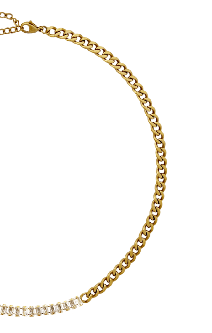 Multi Occasion OS / NEUTRAL WHITNEY FRONT PANEL NECKLACE IN CRYSTAL AND GOLD