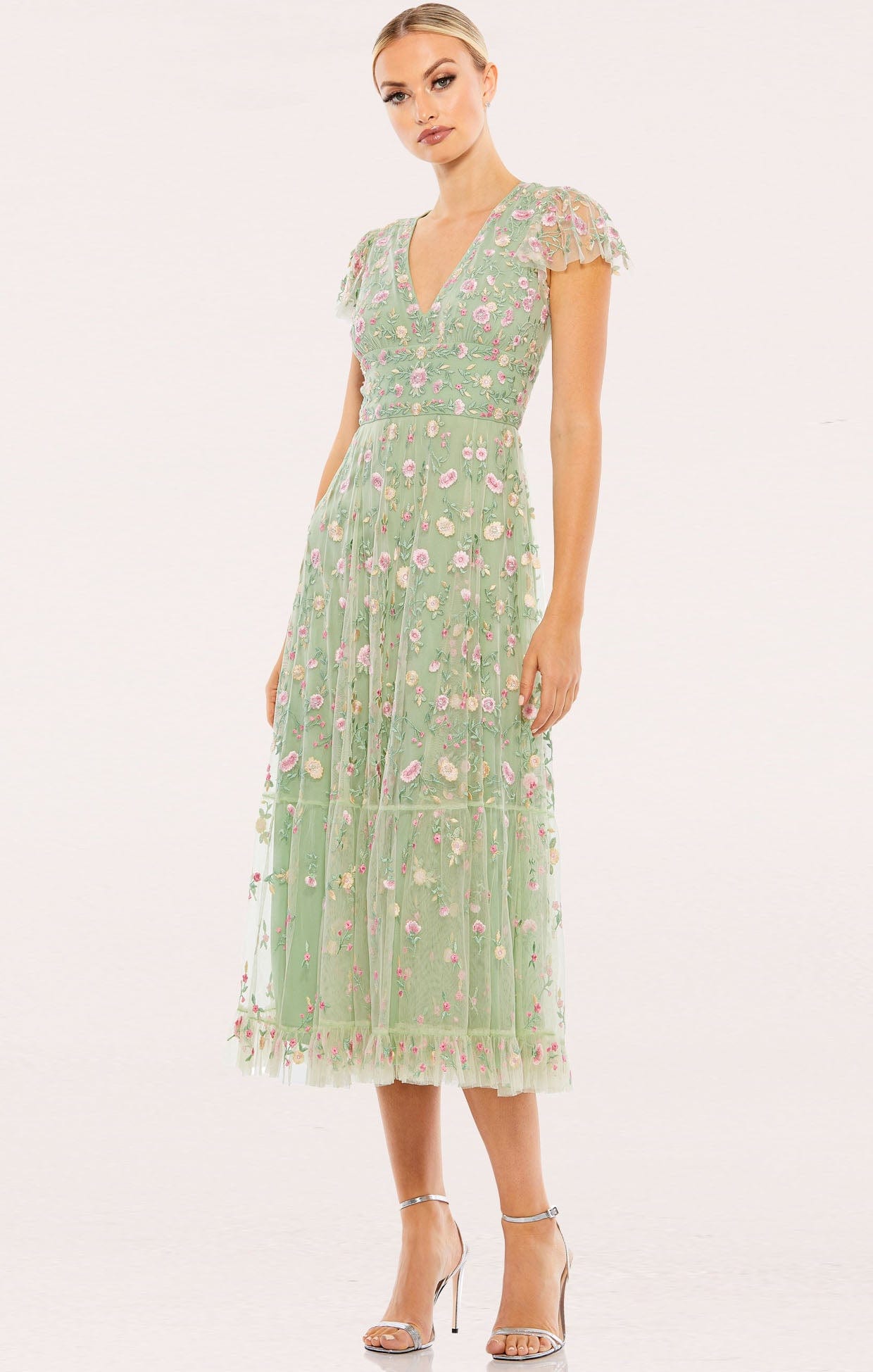 Dresses Events AMELIE EMBROIDERED MIDI DRESS IN SAGE