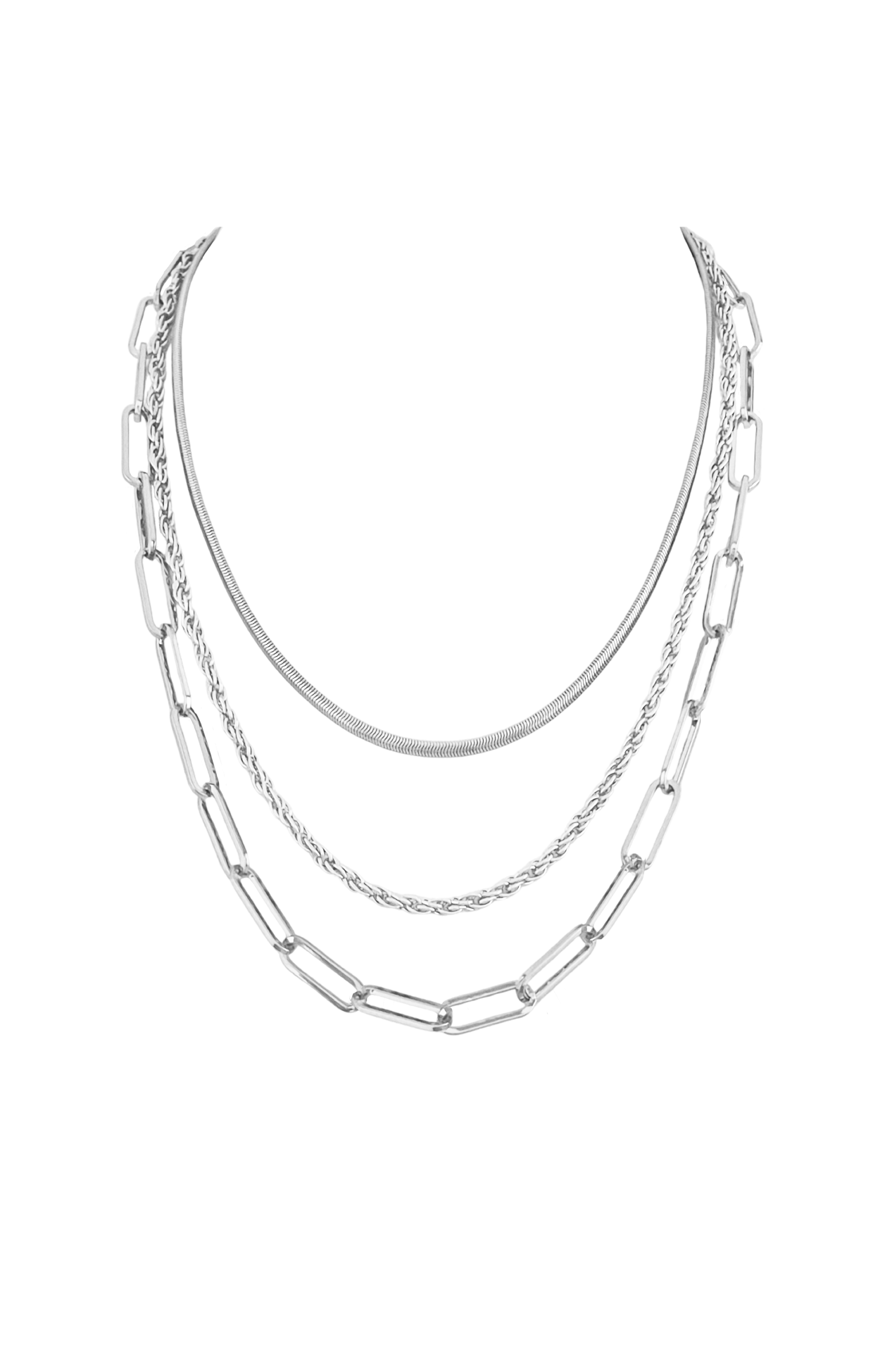 ACCESSORIES Necklaces One Size / Neutral ASHLEY MIXED CHAIN NECKLACE IN SILVER
