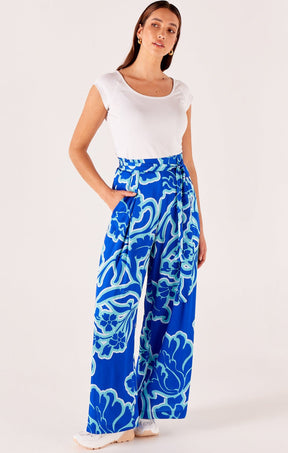 Pants Events AZURE PALAZZO PANT IN AZURE BLUE FLORAL