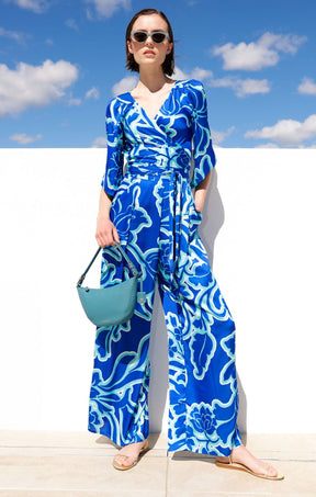 Pants Events AZURE PALAZZO PANT IN AZURE BLUE FLORAL