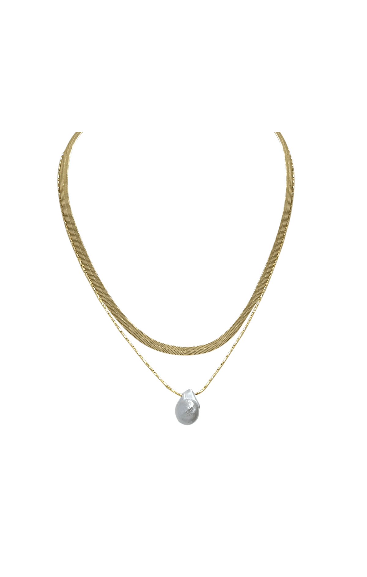 Necklaces OS / GOLD BAROQUE PEARL LAYERED NECKLACE IN GOLD