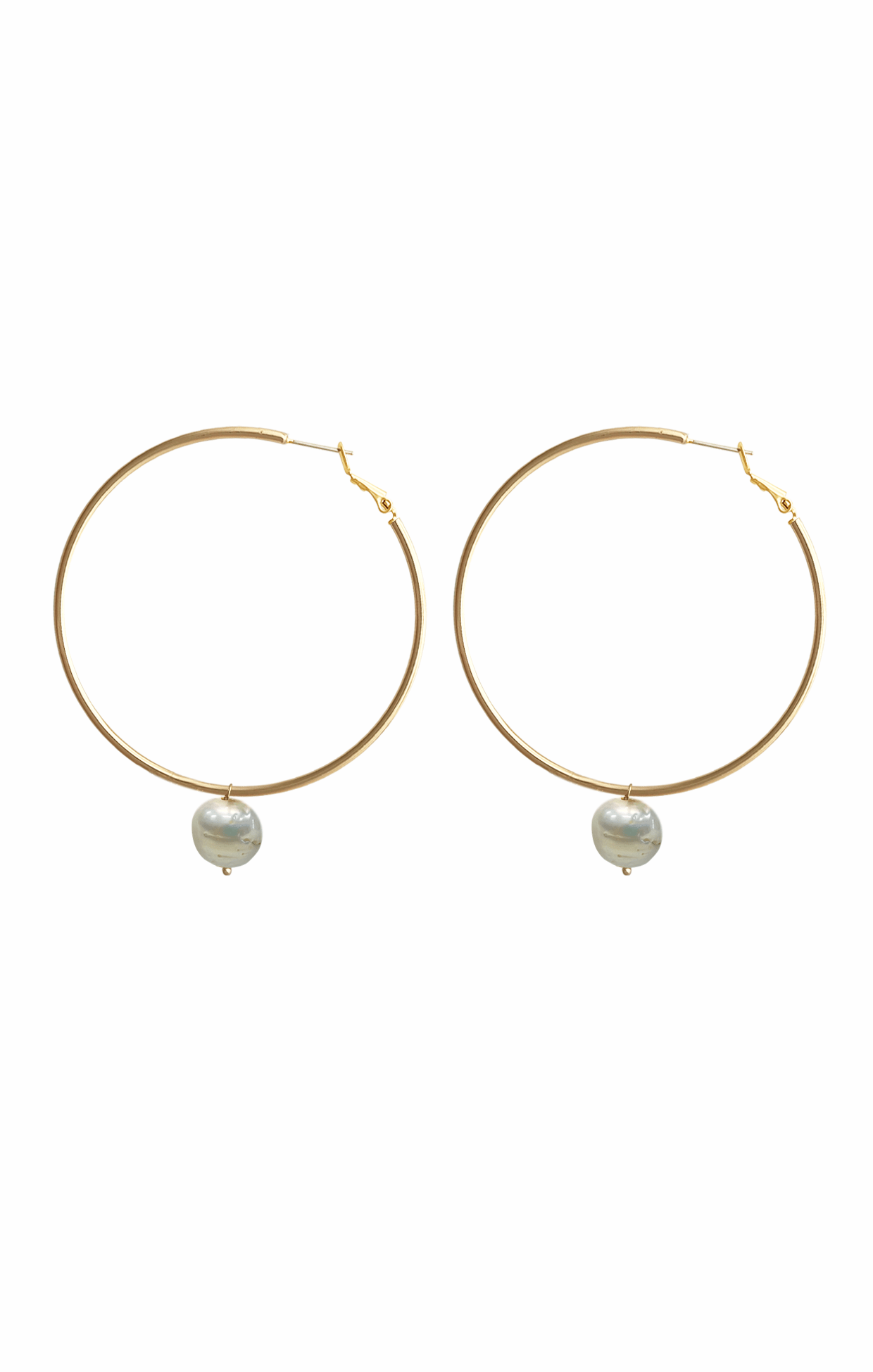 Multi Occasion OS / NEUTRAL BAROQUE PEARL STATEMENT HOOPS IN GOLD